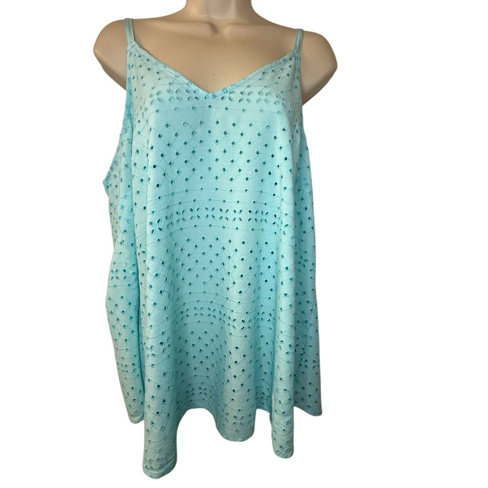 Torrid Aqua Sleeveless Eyelet Top